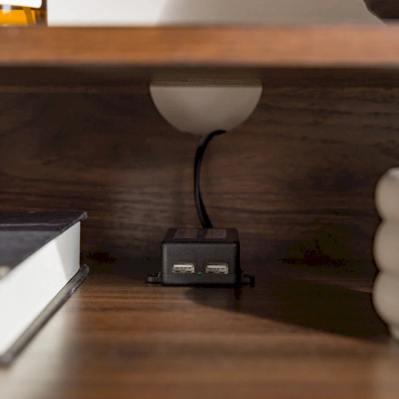 Table de chevet USB moderne à double tiroir