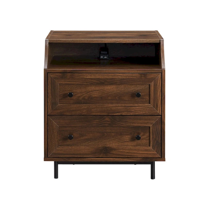 Table de chevet USB moderne à double tiroir