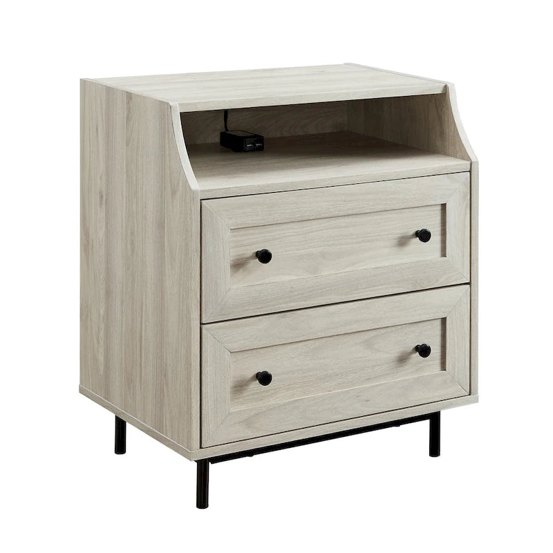 Table de chevet USB moderne à double tiroir