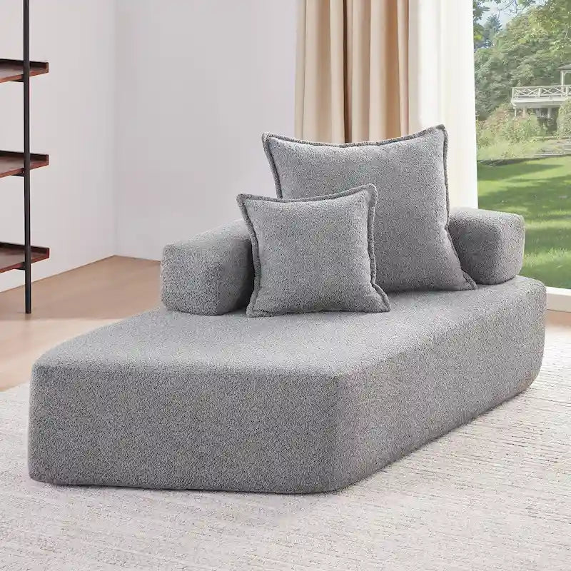 Canapé d'angle modulable rembourré en bouclé