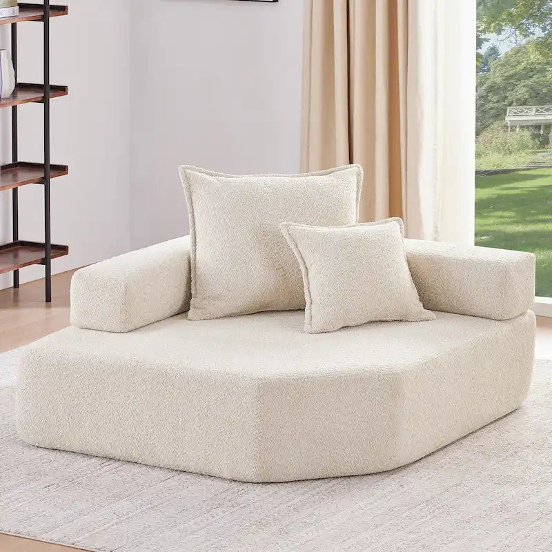 Canapé d'angle modulable rembourré en bouclé
