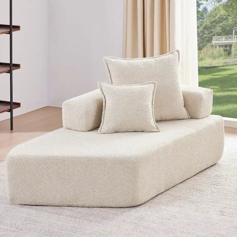 Canapé d'angle modulable rembourré en bouclé