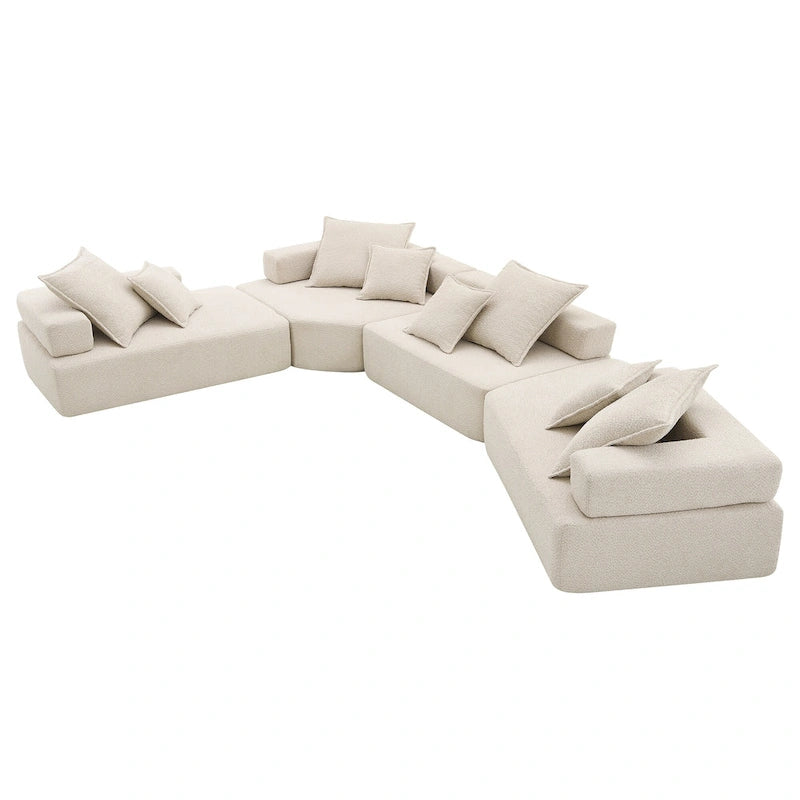 Canapé d'angle modulable rembourré en bouclé