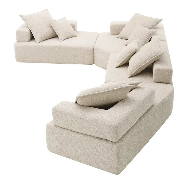 Canapé d'angle modulable rembourré en bouclé
