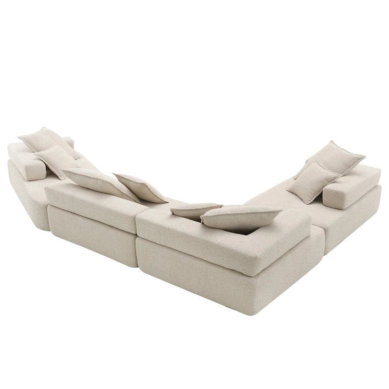 Canapé d'angle modulable rembourré en bouclé