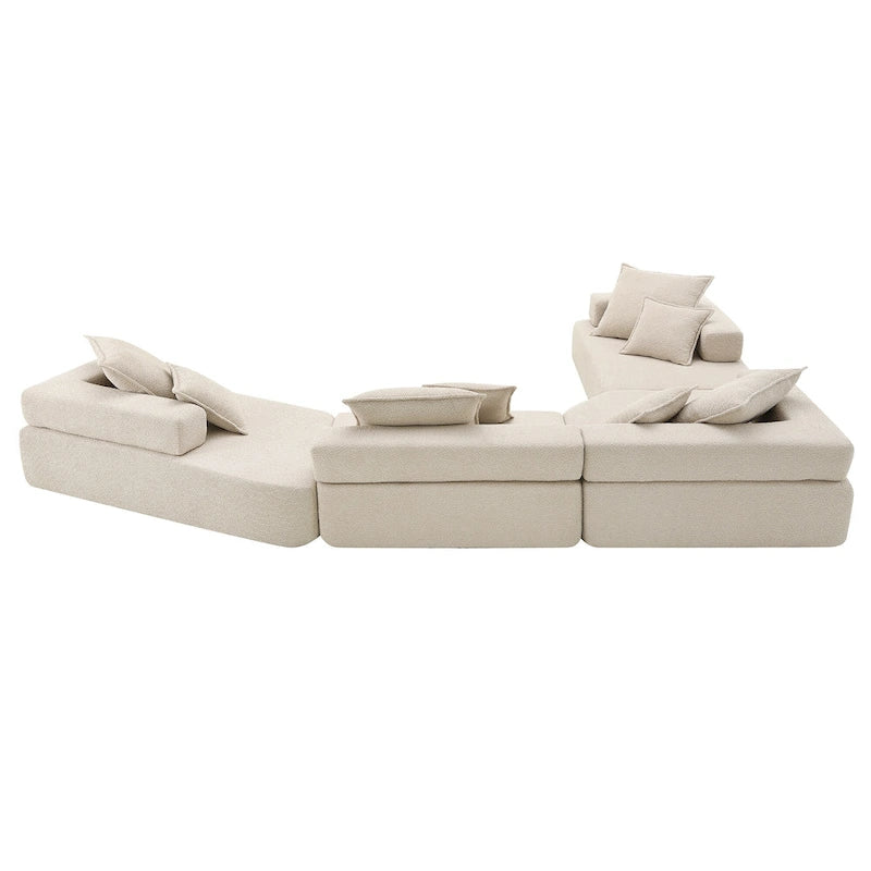 Canapé d'angle modulable rembourré en bouclé
