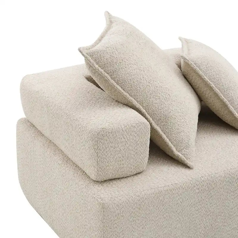 Canapé d'angle modulable rembourré en bouclé