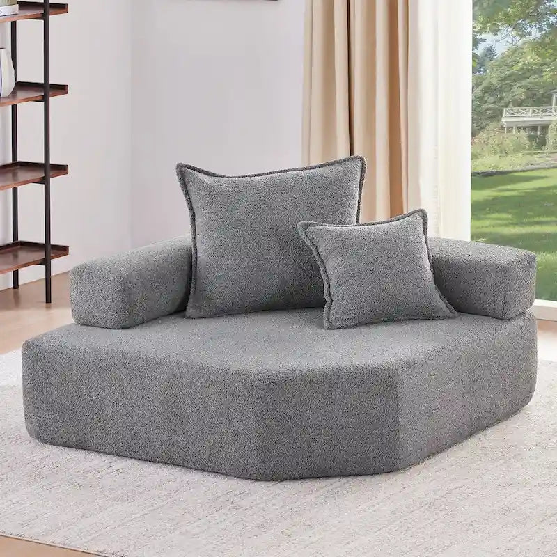 Canapé d'angle modulable rembourré en bouclé