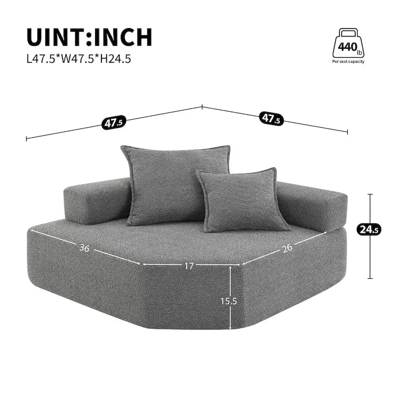 Canapé d'angle modulable rembourré en bouclé