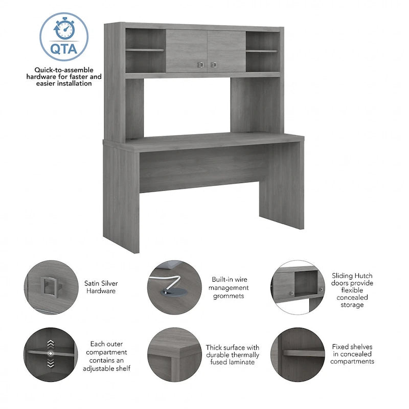 Bureau de 60 pouces avec étagère à livres