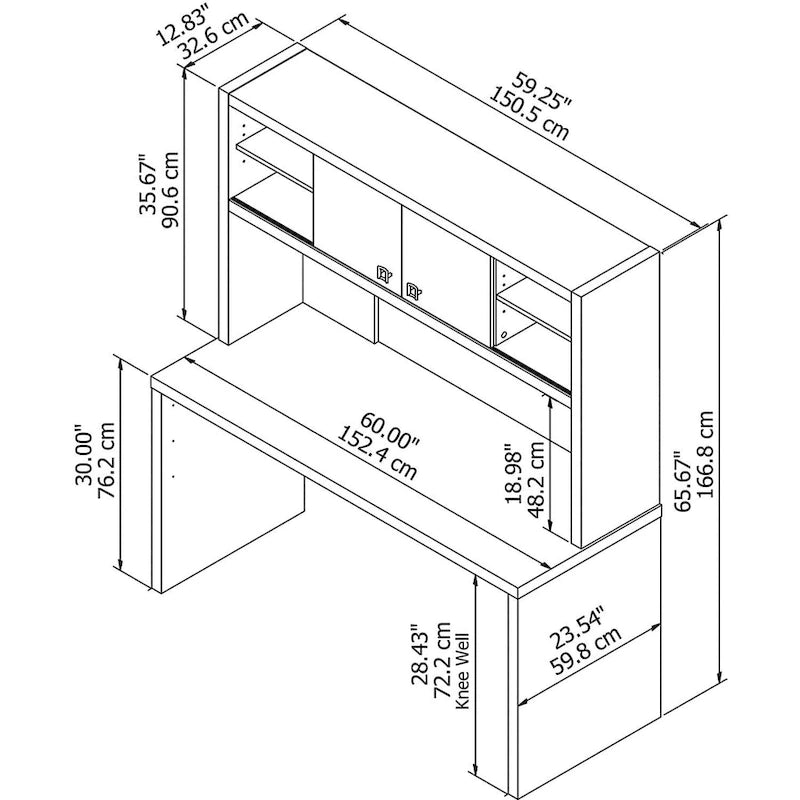 Bureau de 60 pouces avec étagère à livres