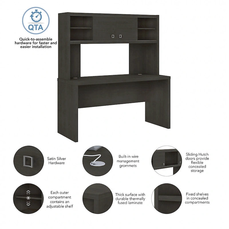 Bureau de 60 pouces avec étagère à livres