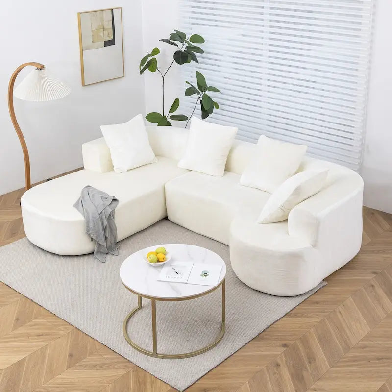 Canapé d'angle modulable, canapé de compression moderne à trois places en forme de L avec méridienne, accoudoir gauche