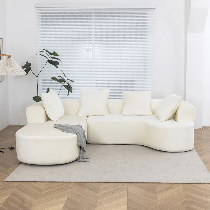 Canapé d'angle modulable, canapé de compression moderne à trois places en forme de L avec méridienne, accoudoir gauche