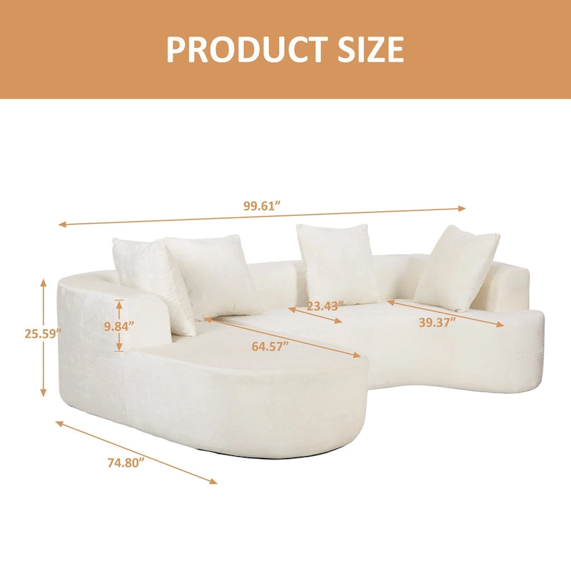 Canapé d'angle modulable, canapé de compression moderne à trois places en forme de L avec méridienne, accoudoir gauche