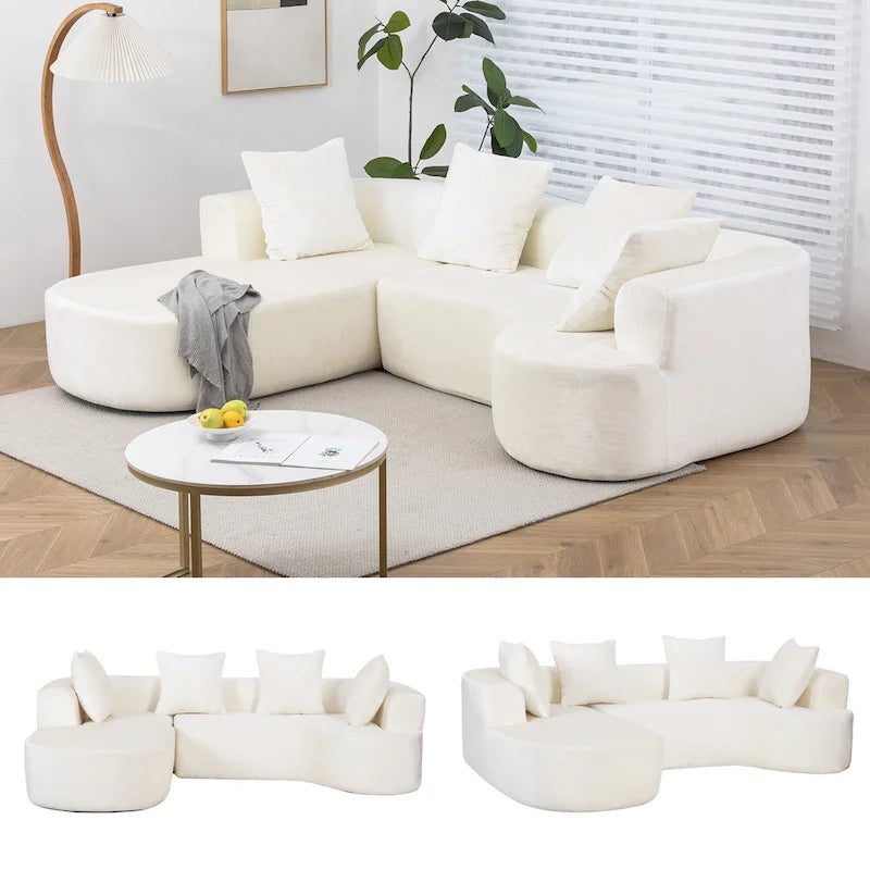 Canapé d'angle modulable, canapé de compression moderne à trois places en forme de L avec méridienne, accoudoir gauche
