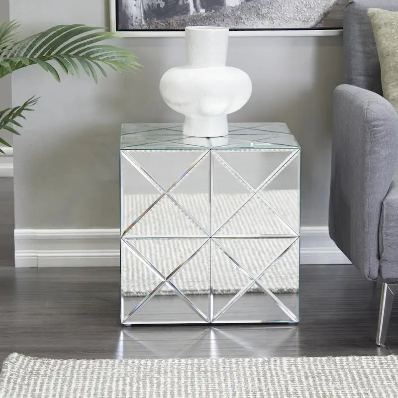 Guéridon en verre miroir - argent