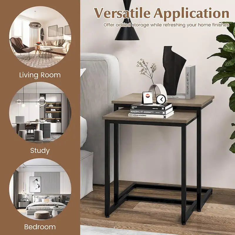 Ensemble de 3 tables basses gigognes et tables d'appoint (tables d'appoint/tables de chevet empilables)