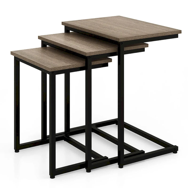 Ensemble de 3 tables basses gigognes et tables d'appoint (tables d'appoint/tables de chevet empilables)