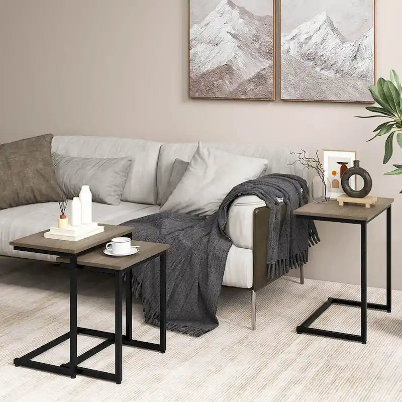 Ensemble de 3 tables basses gigognes et tables d'appoint (tables d'appoint/tables de chevet empilables)