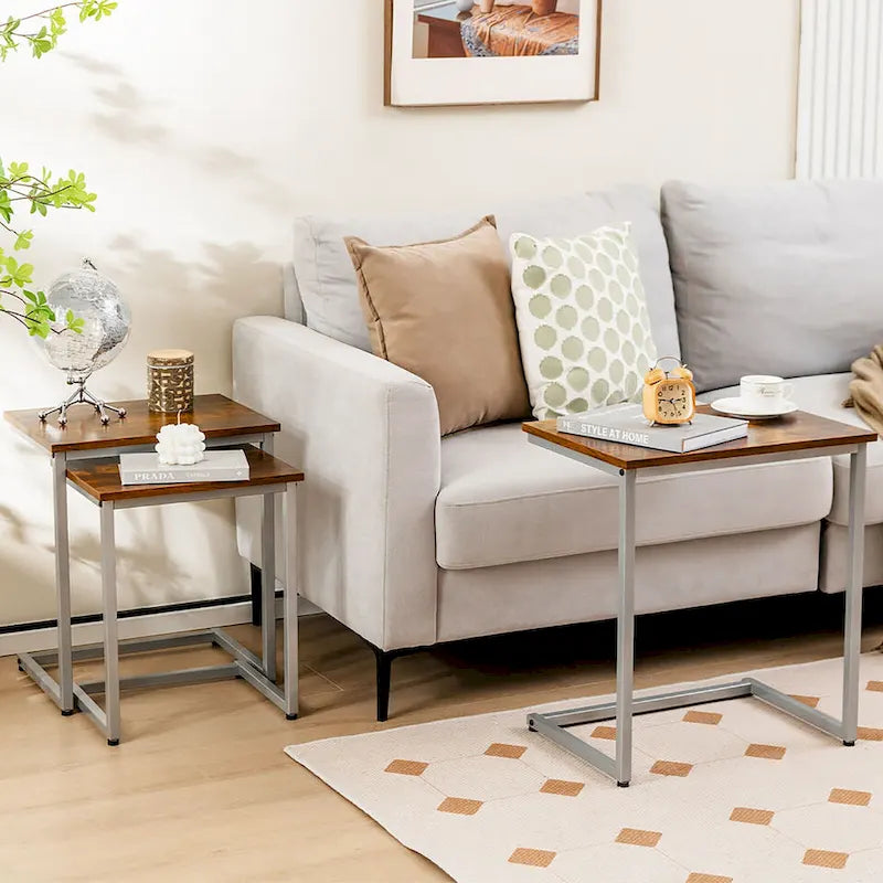 Ensemble de 3 tables basses gigognes et tables d'appoint (tables d'appoint/tables de chevet empilables)