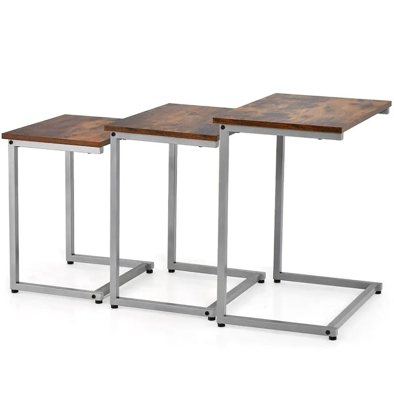 Ensemble de 3 tables basses gigognes et tables d'appoint (tables d'appoint/tables de chevet empilables)