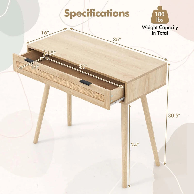 Console en rotin (avec tiroir)