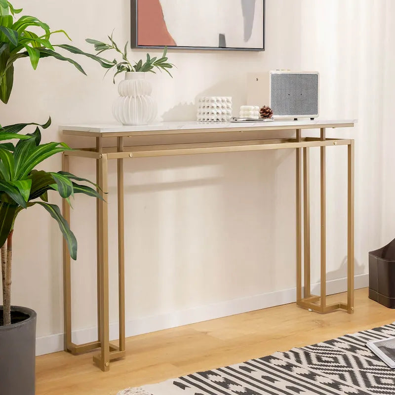 Console d'entrée de 47 pouces avec plateau effet marbre — Table console de style moderne