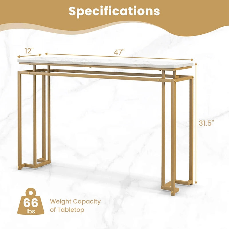 Console d'entrée de 47 pouces avec plateau effet marbre — Table console de style moderne
