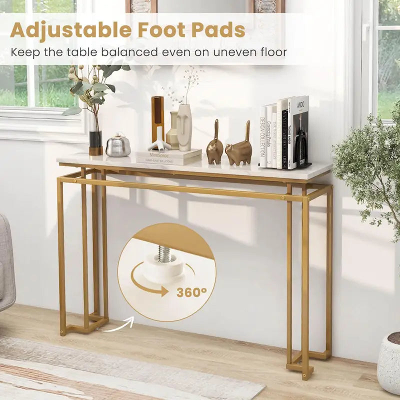 Console d'entrée de 47 pouces avec plateau effet marbre — Table console de style moderne