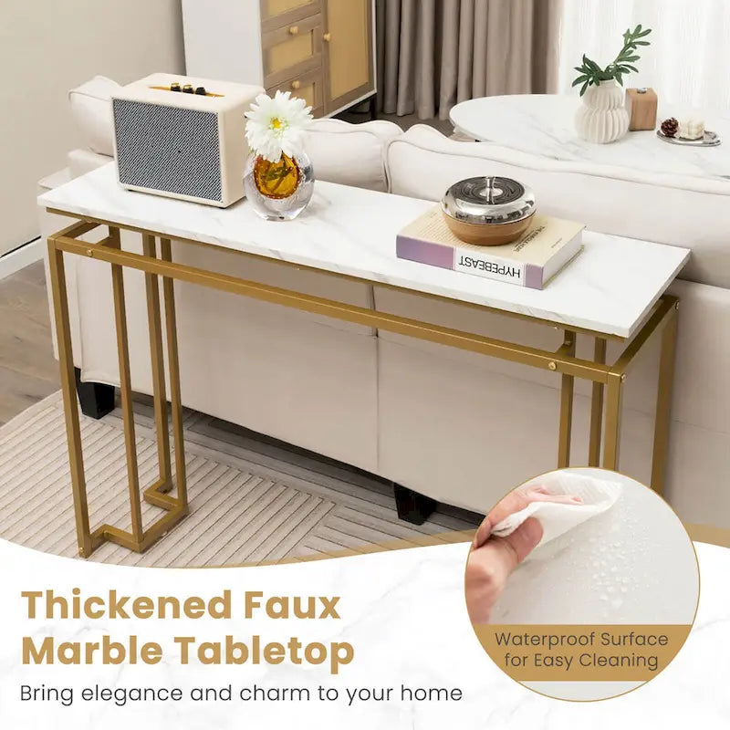 Console d'entrée de 47 pouces avec plateau effet marbre — Table console de style moderne