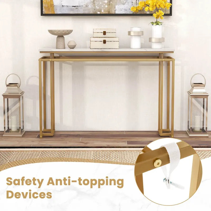 Console d'entrée de 47 pouces avec plateau effet marbre — Table console de style moderne
