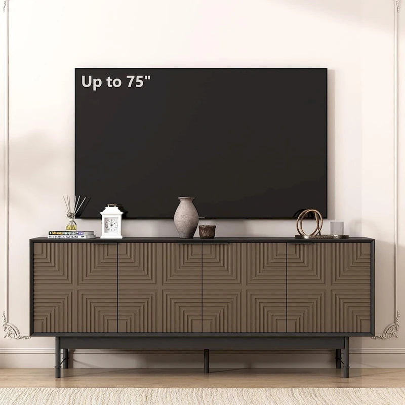 Meuble TV moderne Mid-Century de 64,45 pouces avec portes / Meuble de divertissement