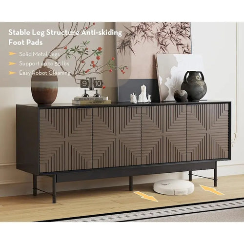 Meuble TV moderne Mid-Century de 64,45 pouces avec portes / Meuble de divertissement