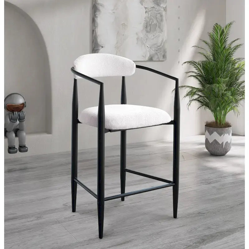 Lot de 2 tabourets de bar, chaises de hauteur comptoir avec dossier rembourré, chaises d'îlot de cuisine avec accoudoirs et pieds en métal