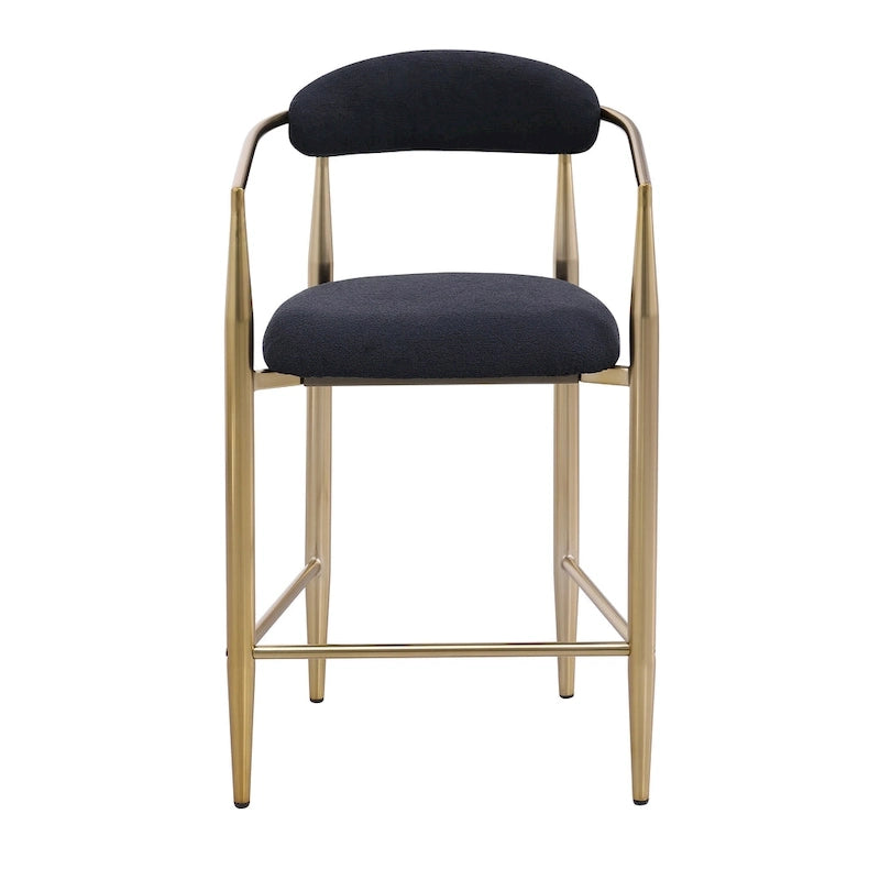 Lot de 2 tabourets de bar, chaises de hauteur comptoir avec dossier rembourré, chaises d'îlot de cuisine avec accoudoirs et pieds en métal