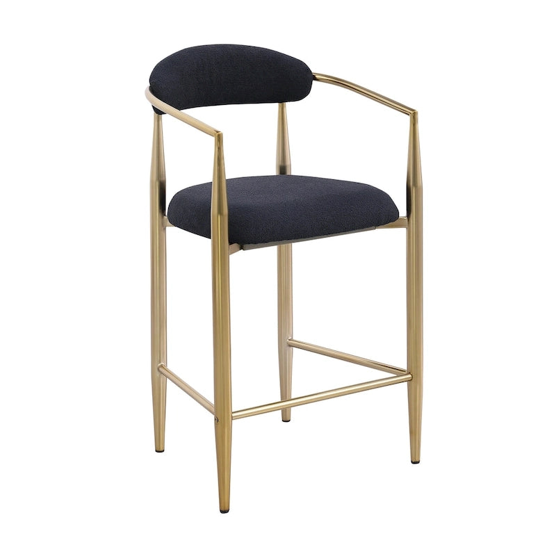 Lot de 2 tabourets de bar, chaises de hauteur comptoir avec dossier rembourré, chaises d'îlot de cuisine avec accoudoirs et pieds en métal