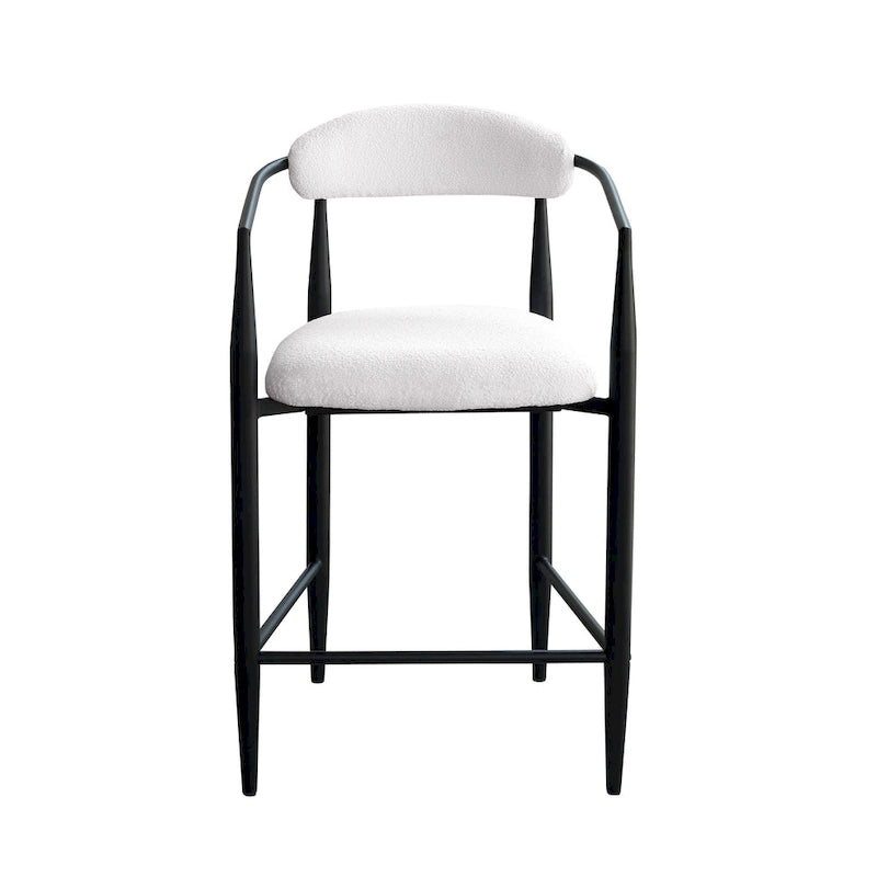 Lot de 2 tabourets de bar, chaises de hauteur comptoir avec dossier rembourré, chaises d'îlot de cuisine avec accoudoirs et pieds en métal
