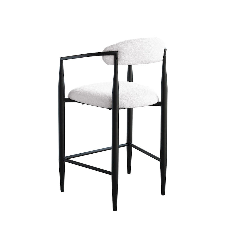 Lot de 2 tabourets de bar, chaises de hauteur comptoir avec dossier rembourré, chaises d'îlot de cuisine avec accoudoirs et pieds en métal