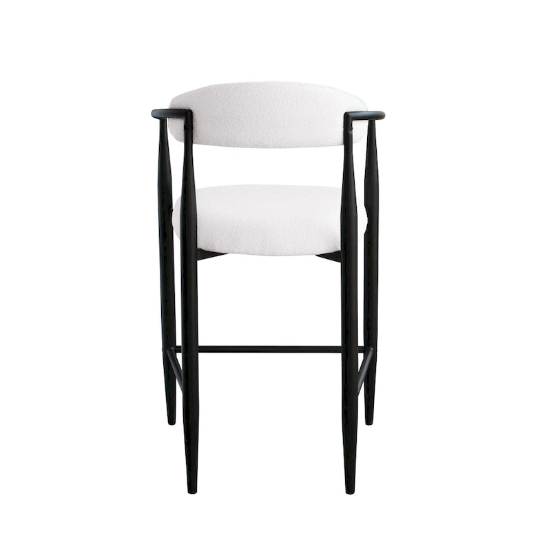 Lot de 2 tabourets de bar, chaises de hauteur comptoir avec dossier rembourré, chaises d'îlot de cuisine avec accoudoirs et pieds en métal