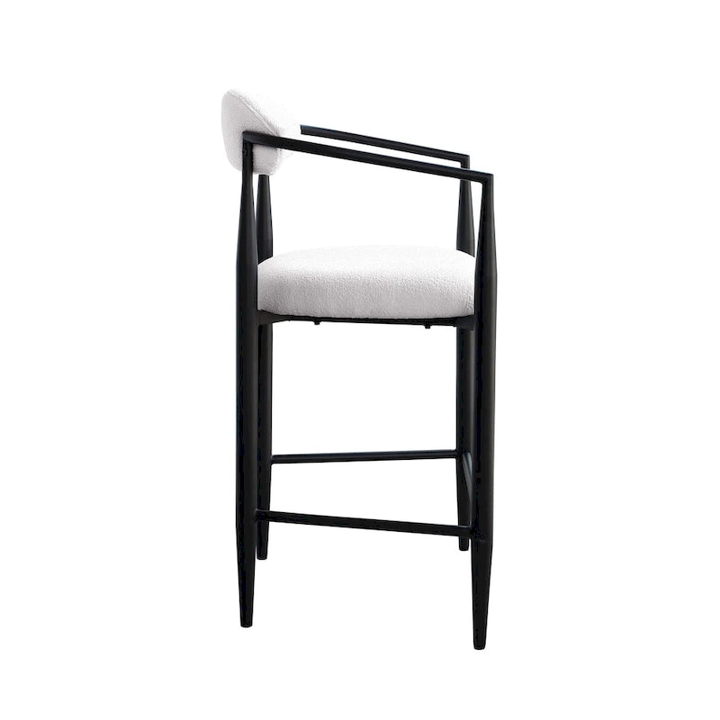 Lot de 2 tabourets de bar, chaises de hauteur comptoir avec dossier rembourré, chaises d'îlot de cuisine avec accoudoirs et pieds en métal