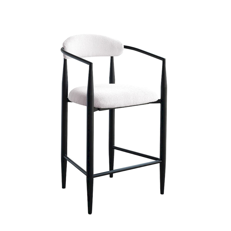 Lot de 2 tabourets de bar, chaises de hauteur comptoir avec dossier rembourré, chaises d'îlot de cuisine avec accoudoirs et pieds en métal