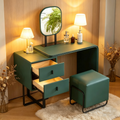 Coiffeuse en similicuir (tabouret inclus) — Table de toilette compacte avec miroir
