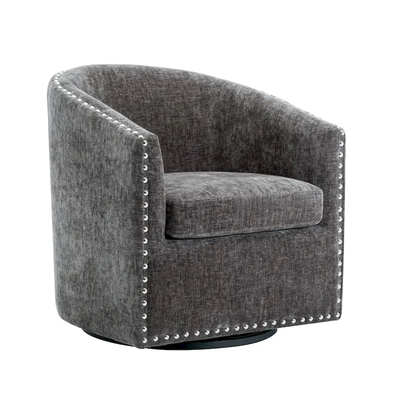 Fauteuil d'appoint pivotant en tissu de forme tonneau