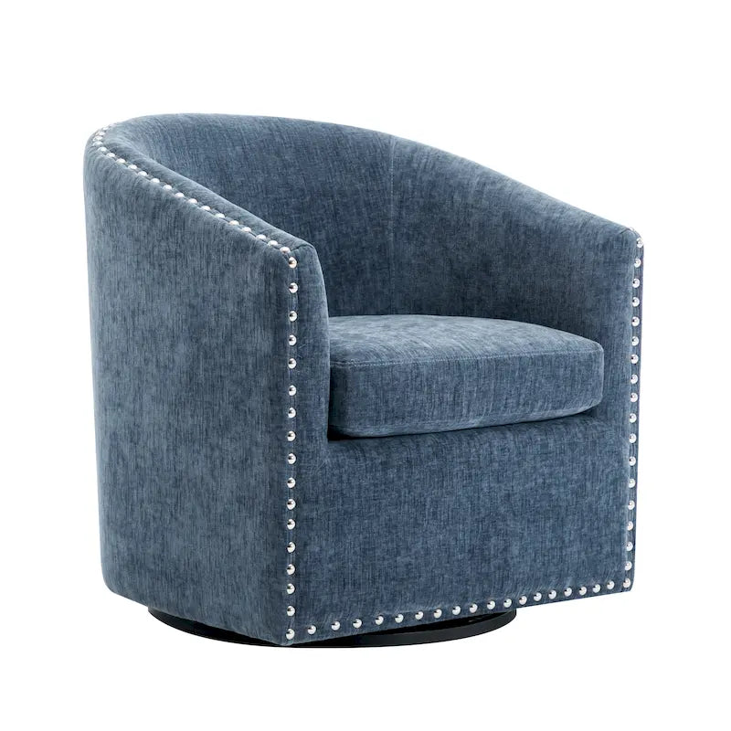 Fauteuil d'appoint pivotant en tissu de forme tonneau