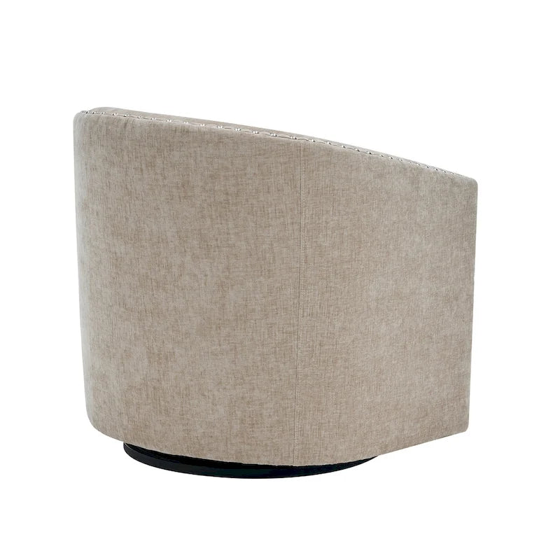Fauteuil d'appoint pivotant en tissu de forme tonneau