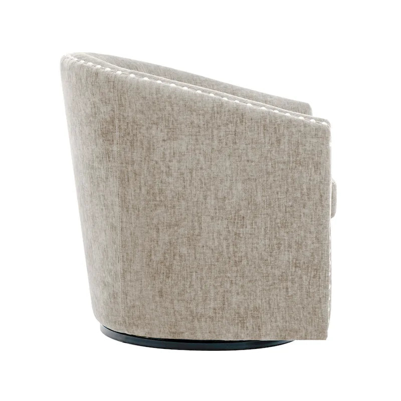 Fauteuil d'appoint pivotant en tissu de forme tonneau