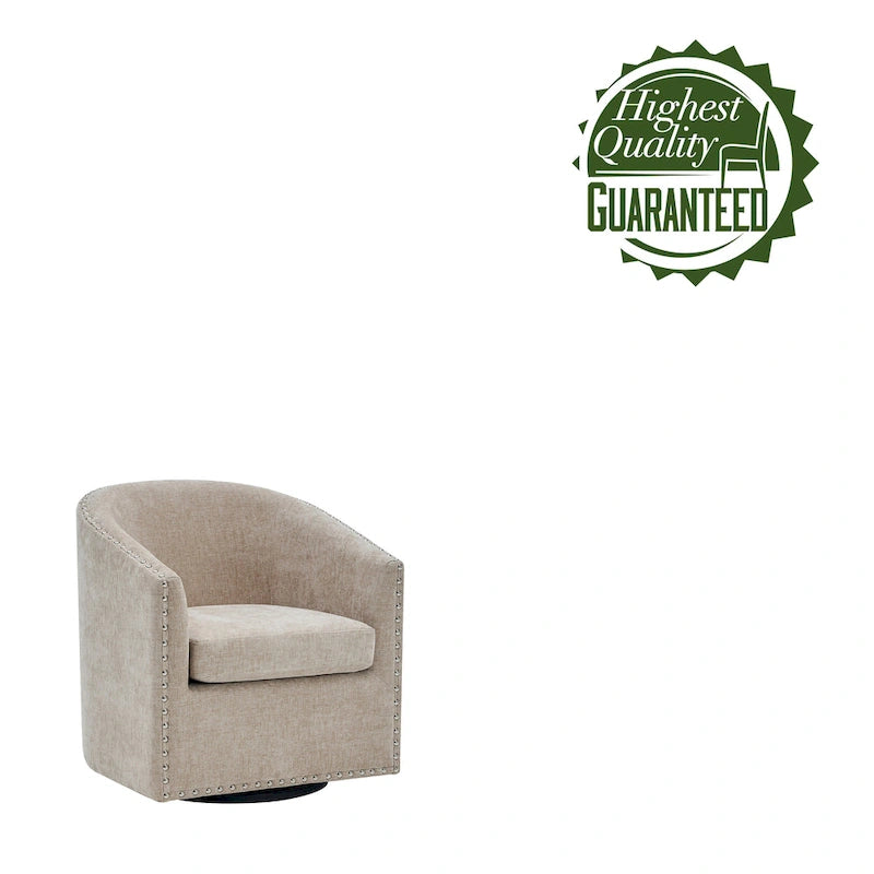 Fauteuil d'appoint pivotant en tissu de forme tonneau