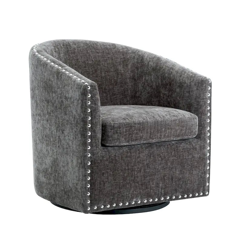 Fauteuil d'appoint pivotant en tissu de forme tonneau
