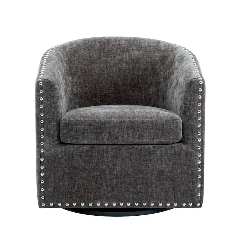 Fauteuil d'appoint pivotant en tissu de forme tonneau